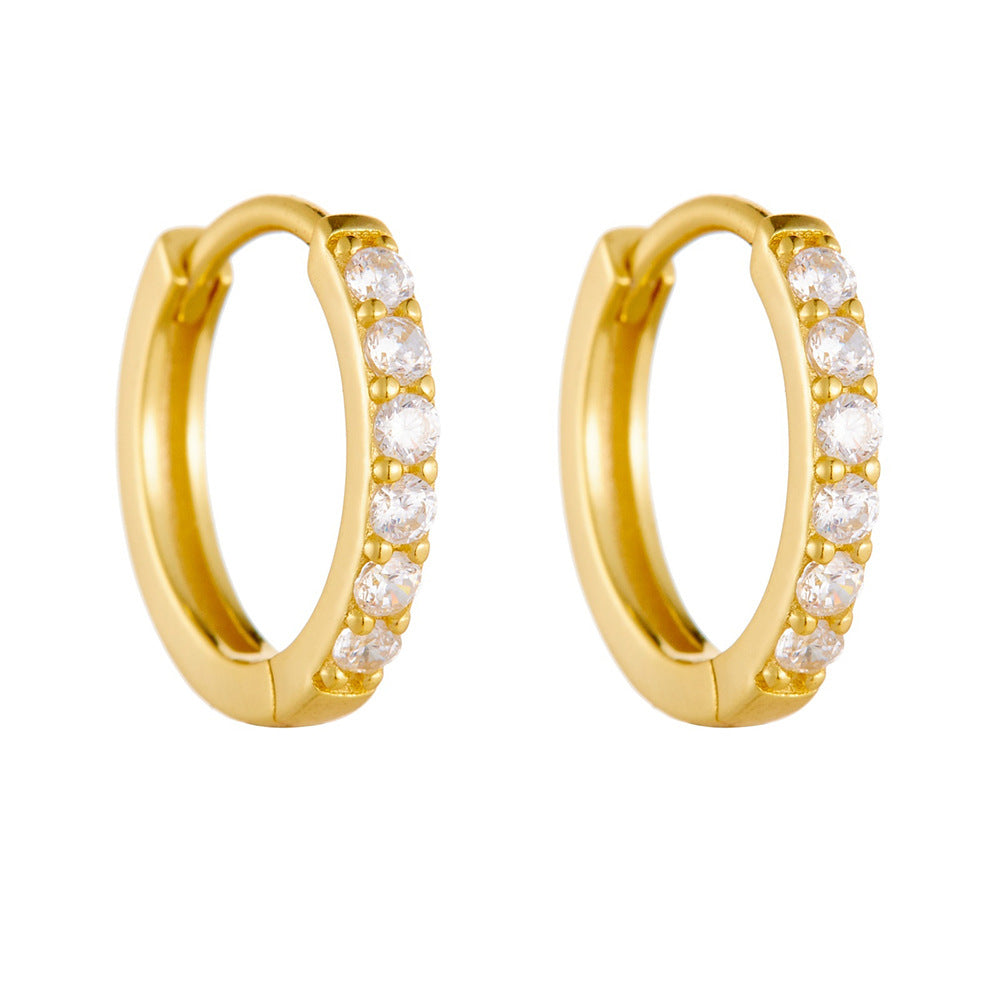 Sterling Silver Zircon Hoop Earrings