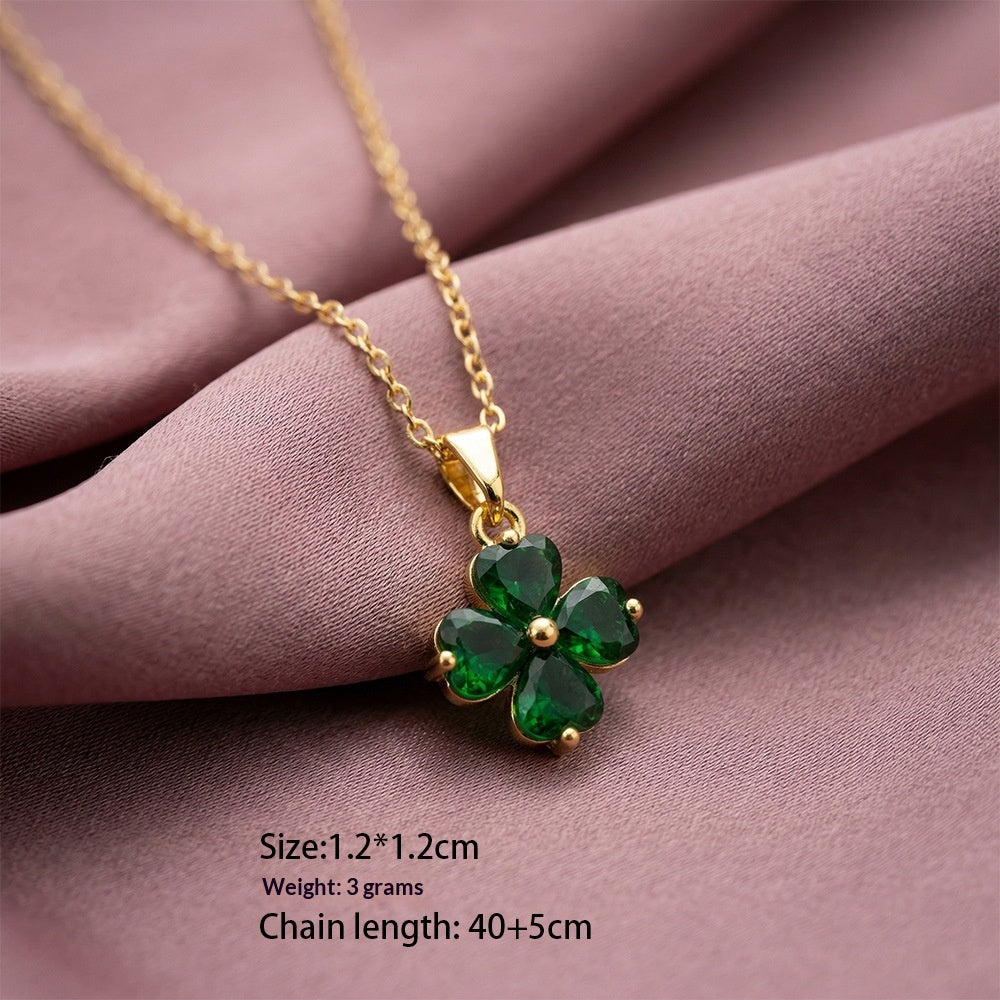 Lucky Clover Zircon Necklace for Mom