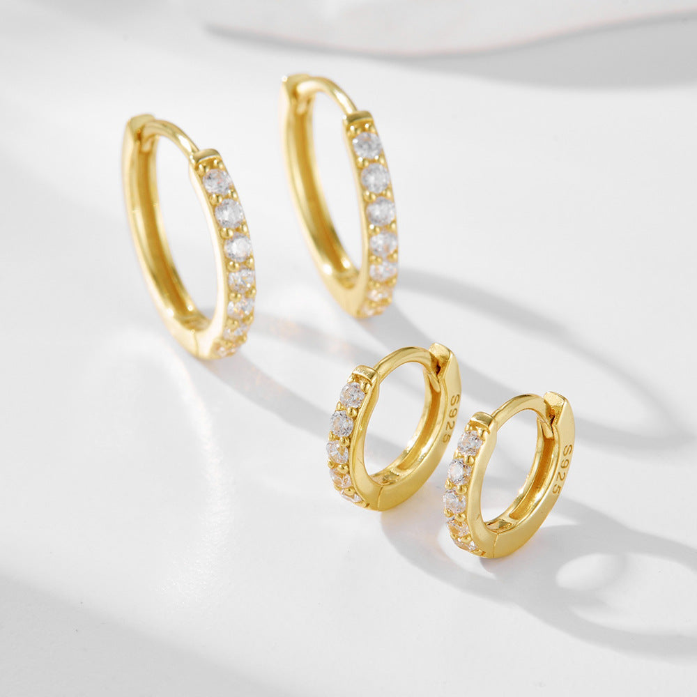 Sterling Silver Zircon Hoop Earrings