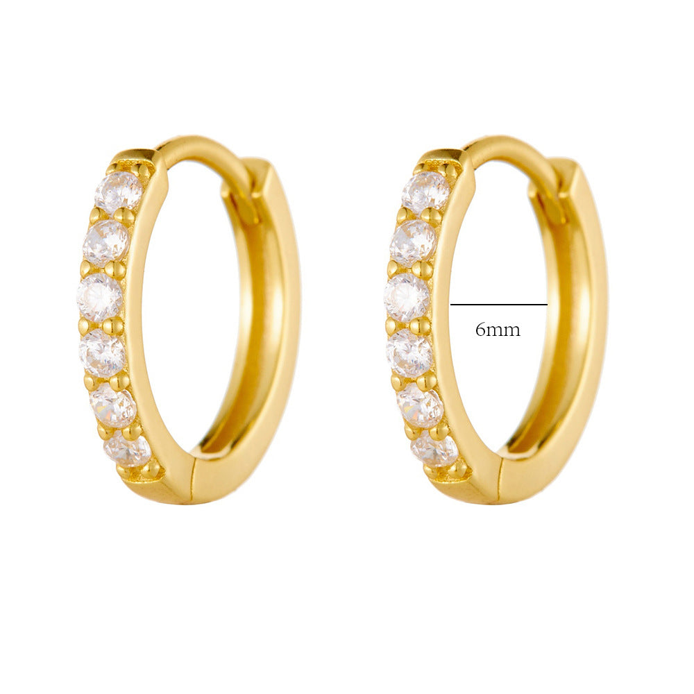Sterling Silver Zircon Hoop Earrings