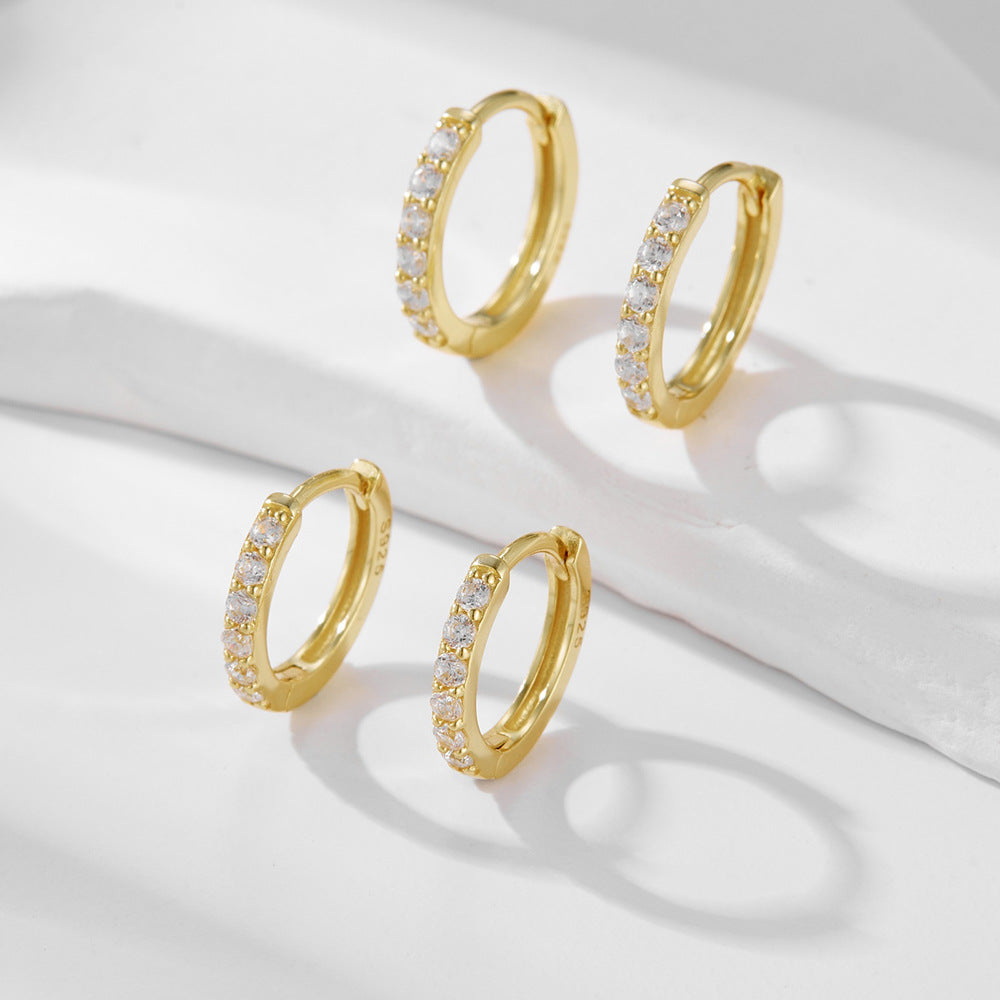 Sterling Silver Zircon Hoop Earrings