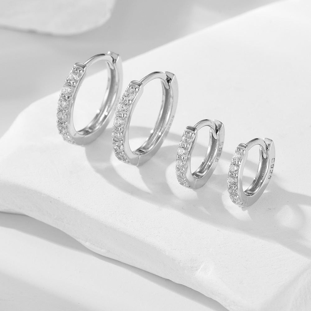 Sterling Silver Zircon Hoop Earrings