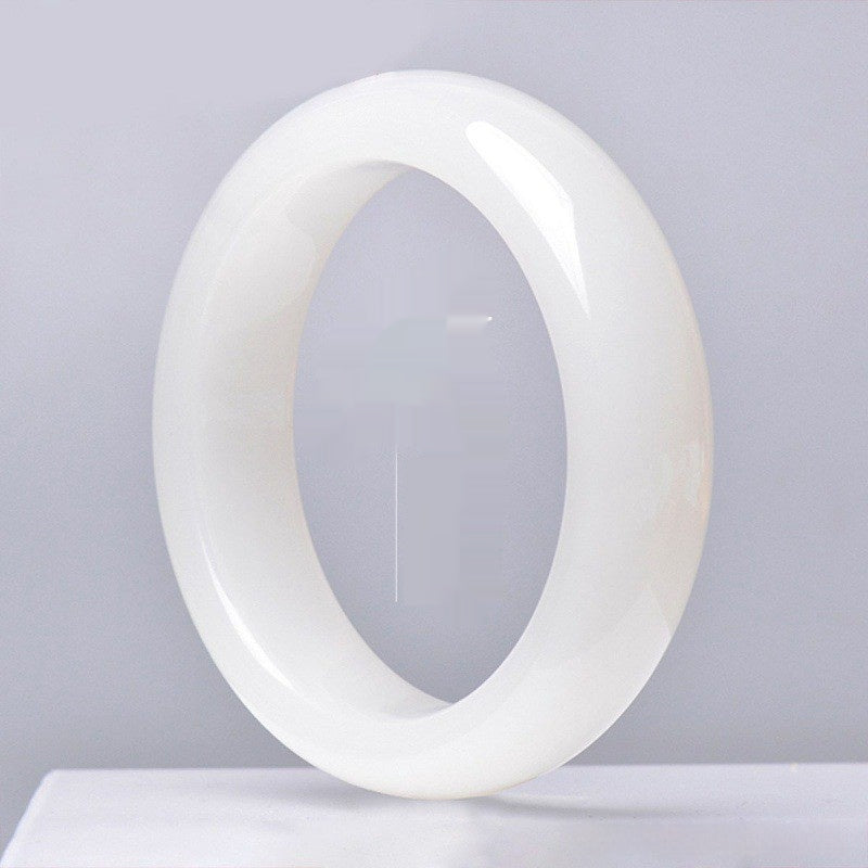 White Jade Statement Bangle Bracelet