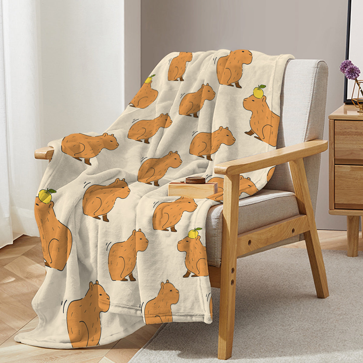 Capybara Flannel Throw Blanket for Kids
