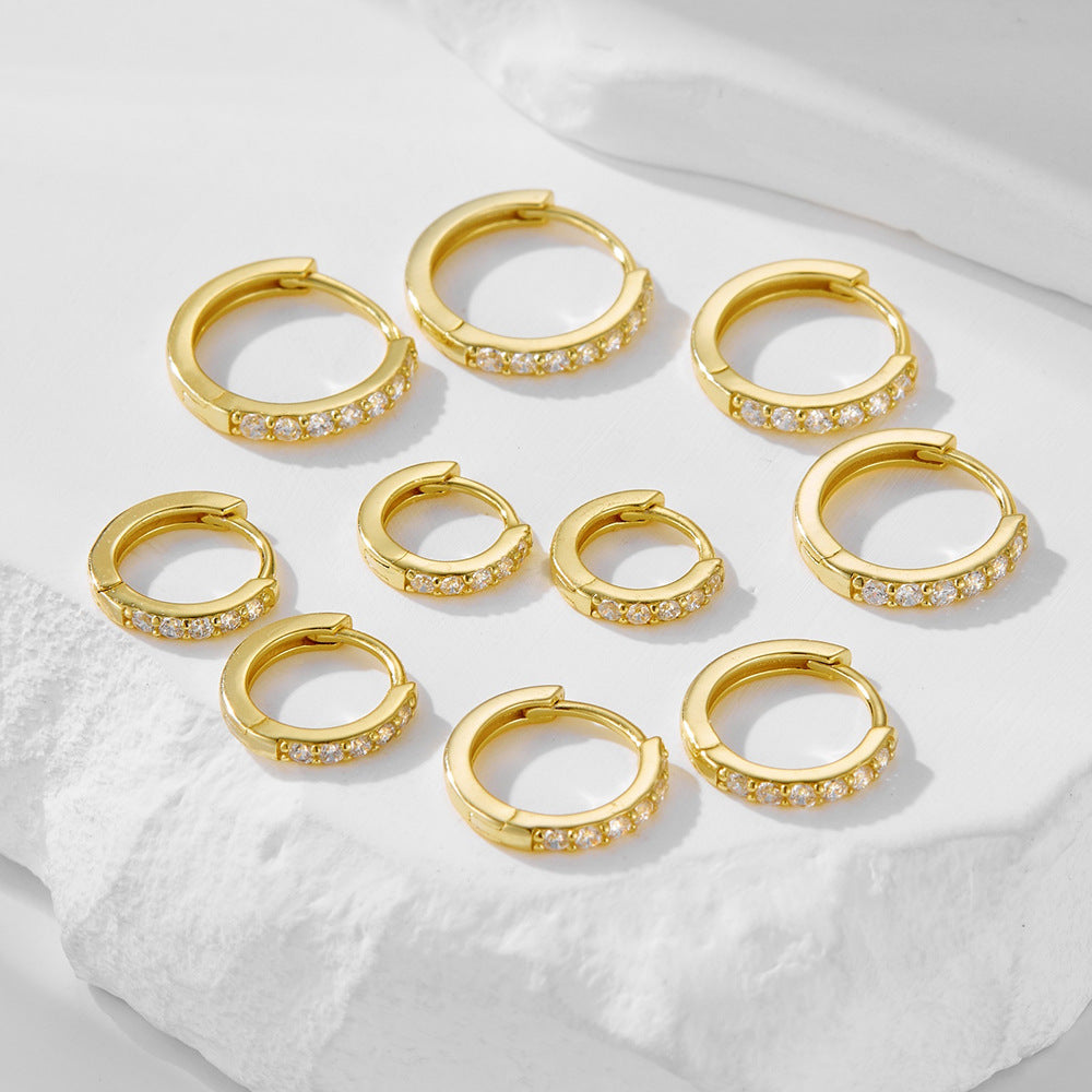 Sterling Silver Zircon Hoop Earrings