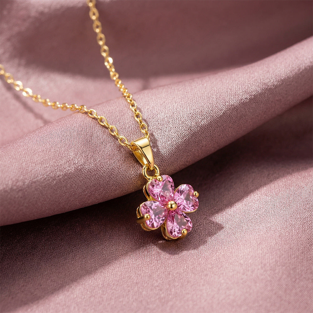 Lucky Clover Zircon Necklace for Mom